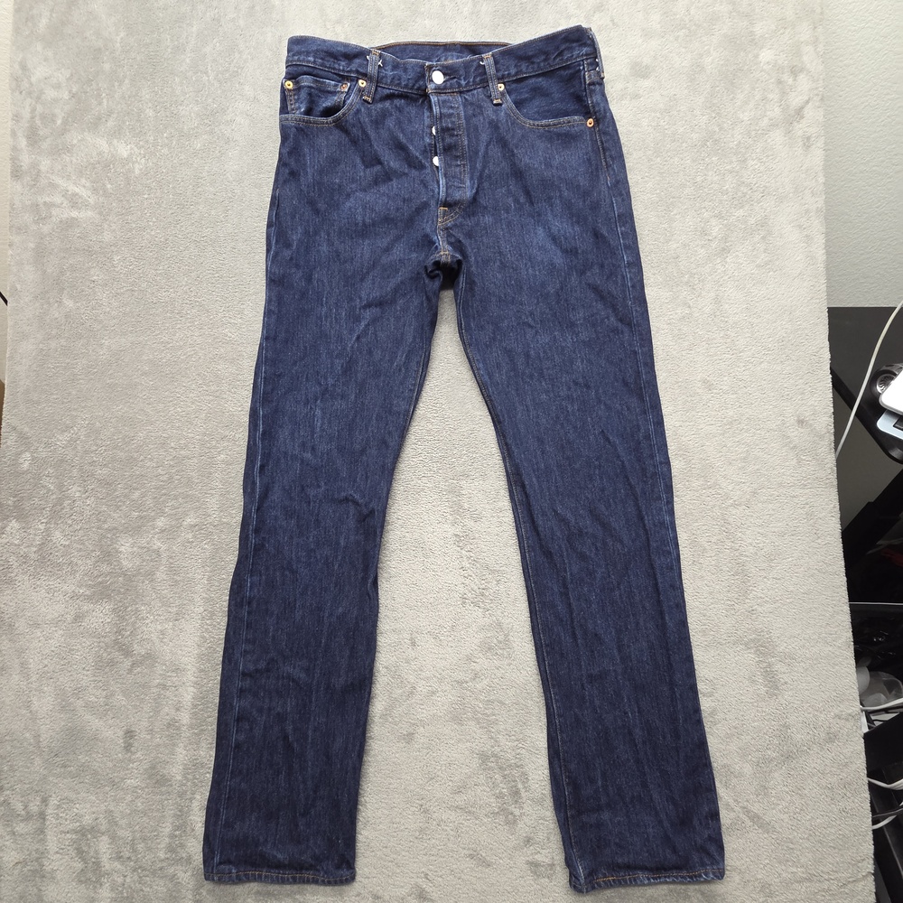 Levi's 501 Jeans Mens 35x34 Blue Straight Classic Denim Button Closure